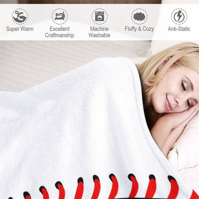 Aperturee - Custom Name Sports White Baseball Soft Blanket