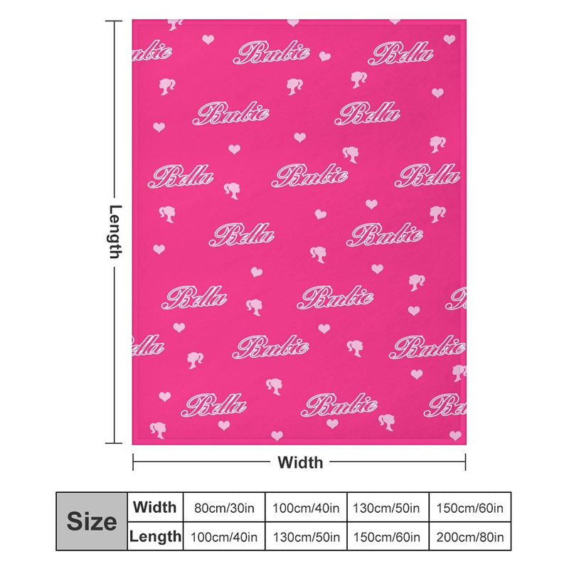 Aperturee - Custom Name Step And Repeat Pink Blanket For Girl