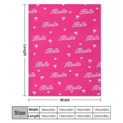 Aperturee - Custom Name Step And Repeat Pink Blanket For Girl