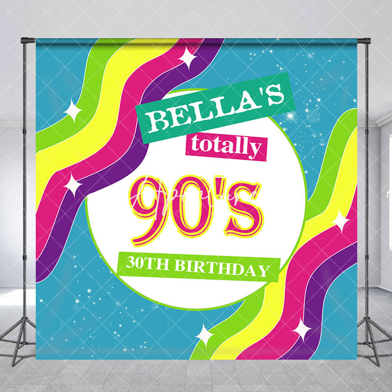 Aperturee - Custom Name Totally 90s Birthday Party Backdrop