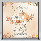 Aperturee - Custom Name Welcome To Pumpkins Baby Shower Backdrop