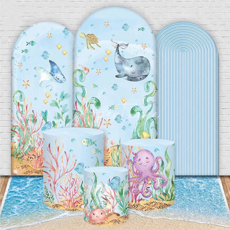 Lofaris Custom Party Arch Backdrop with Plinth Cylinder Cover