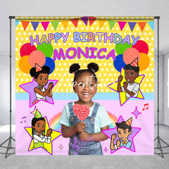 Aperturee - Custom Photo Balloons Rainbow Girl Birthday Backdrop