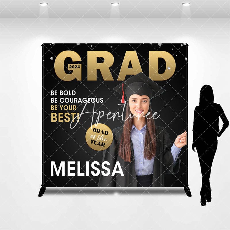 Aperturee - Custom Photo Be Your Best Black Graduation Backdrop