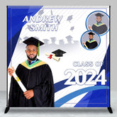 Aperturee - Custom Photo Blue Class of 2024 Graduation Party Backdrop