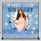 Aperturee - Custom Photo Blue Torn Paper 25th Birthday Backdrop