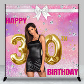 Aperturee - Custom Photo Bow Tie Pink 30th Birthday Backdrop