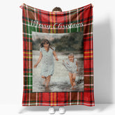 Aperturee - Custom Photo Classic Red Checkered Christmas Blanket