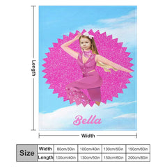 Aperturee - Custom Photo Glitter Pink Circle Blue Sky Blanket