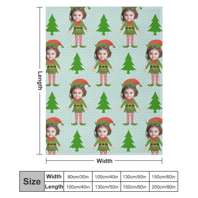 Aperturee - Custom Photo Pine Tree Elf Dots Christmas Blanket