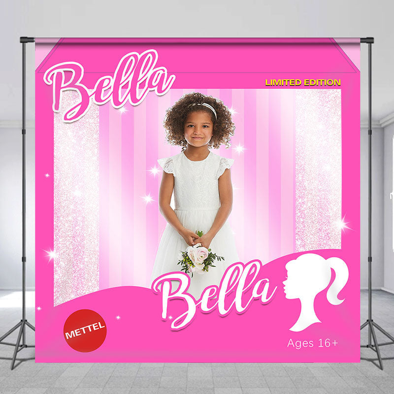 Aperturee - Custom Photo Pink Girls Sweet 16 Birthday Backdrop