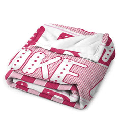 Aperturee - Custom Pink Stripe Fight Like A Girl Text Blanket