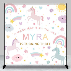 Aperturee - Custom Rainbow Horse Cloud 3rd Birthday Backdrop