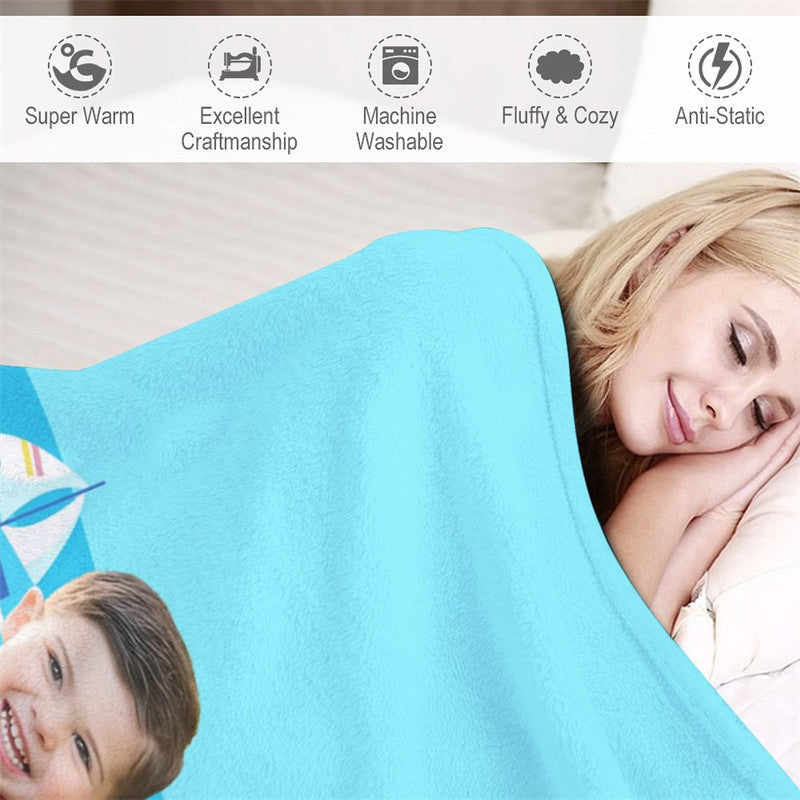 Aperturee - Custom Red Dinosaur Boy Seaside Blanket With Face
