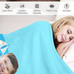 Aperturee - Custom Red Dinosaur Boy Seaside Blanket With Face