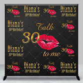 Aperturee - Custom Red Lips Black Leather 30th Birthday Backdrop
