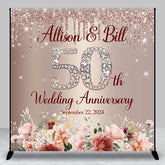 Aperturee - Custom Rose Pink 50th Wedding Anniversary Backdrop