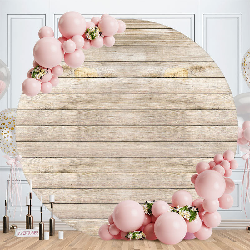 Aperturee - Custom Round Log Color Wooden Birthday Backdrop