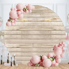 Aperturee - Custom Round Log Color Wooden Birthday Backdrop