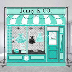 Aperturee - Custom Tiffany Blue Dress Store Birthday Backdrop