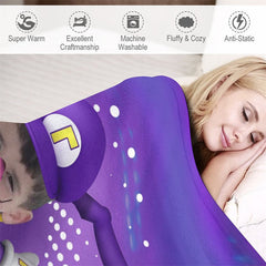 Aperturee - Customized Cyclone Skating Boy Dots Purple Blanket