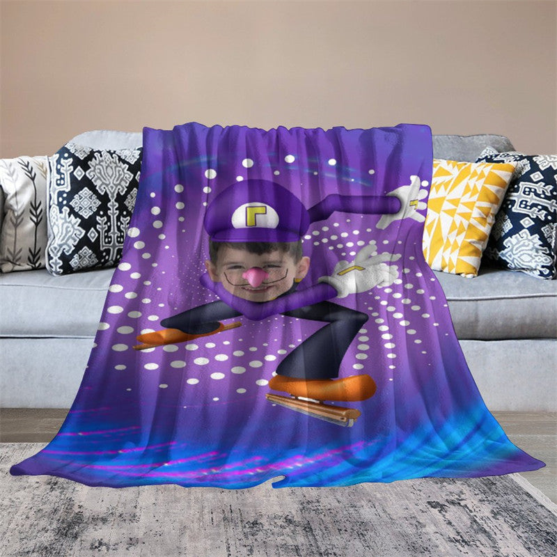 Aperturee - Customized Cyclone Skating Boy Dots Purple Blanket