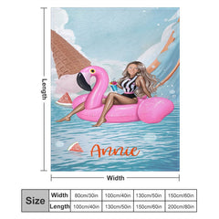 Aperturee - Customized Face Bikini Flamingo Ring Summer Blanket