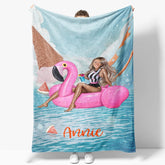 Aperturee - Customized Face Bikini Flamingo Ring Summer Blanket