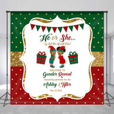 Aperturee - Customized Name Green Red Gender Reveal Backdrop
