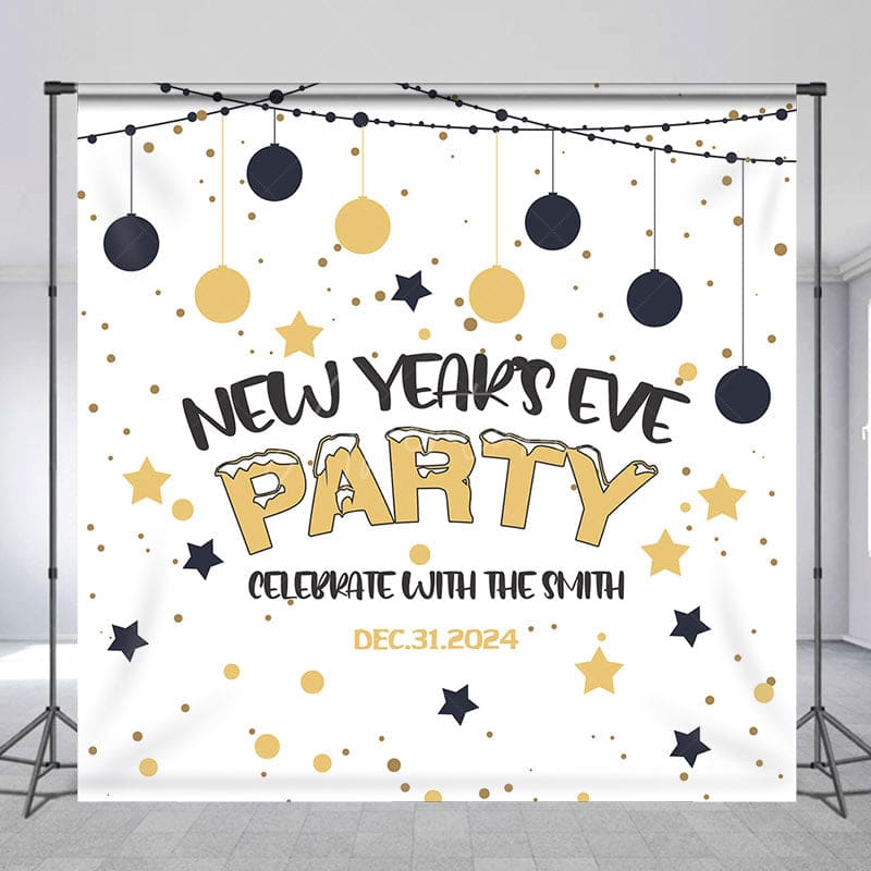 Aperturee - Customized Name Kids Party White New Year Backdrop