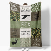 Aperturee - Customized Name Outdoor Green Camouflage Blanket