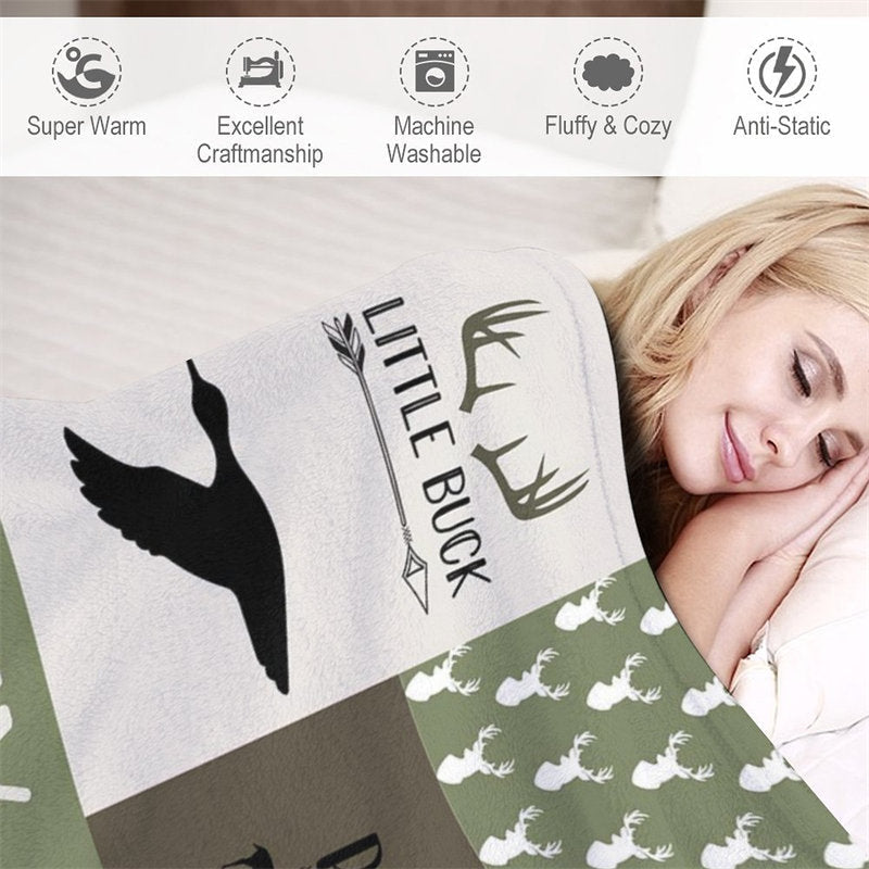 Aperturee - Customized Name Outdoor Green Camouflage Blanket