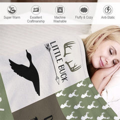 Aperturee - Customized Name Outdoor Green Camouflage Blanket