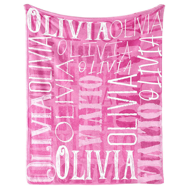 Aperturee - Customized Name Pink Text Type Setting Gifts Blanket