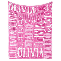 Aperturee - Customized Name Pink Text Type Setting Gifts Blanket