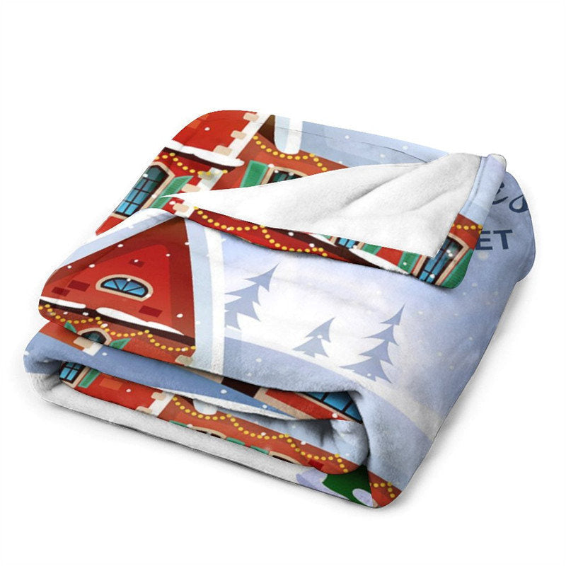 Aperturee - Customized Name Red Castle Snowy Christmas Blanket