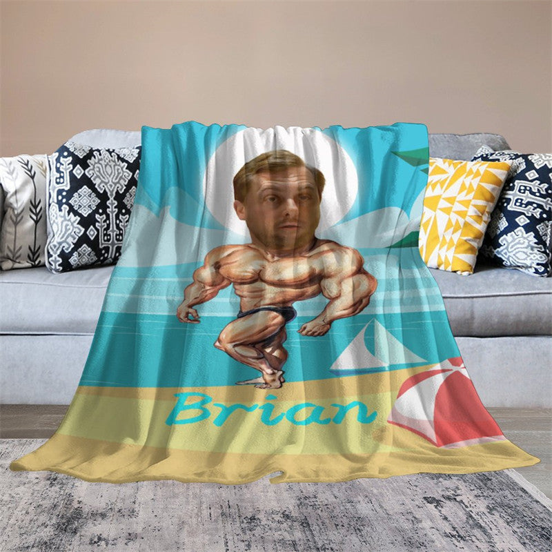 Aperturee - Customized Photo Musle Man Coastal Beach Blanket