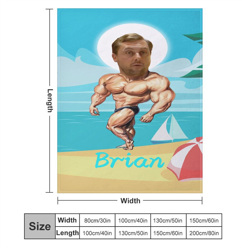 Aperturee - Customized Photo Musle Man Coastal Beach Blanket