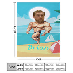 Aperturee - Customized Photo Musle Man Coastal Beach Blanket