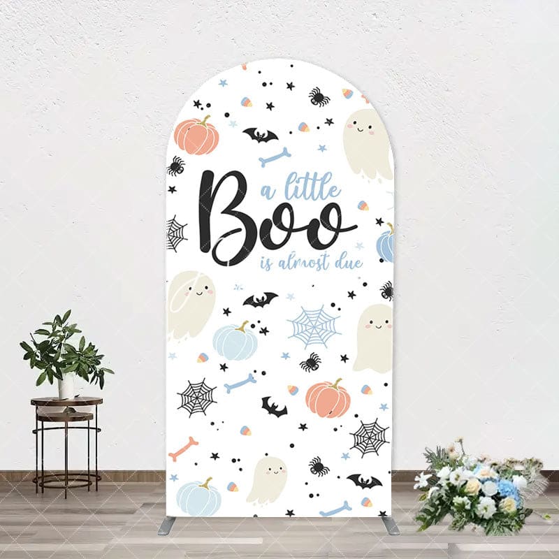 Aperturee - Cute Boo Cobweb Arch Halloween Baby Shower Backdrop