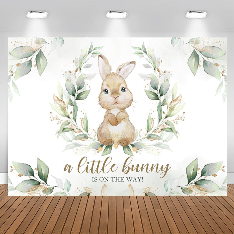 Aperturee - Cute Bunny Is On The Way Baby Shower Backdrop