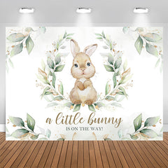 Aperturee - Cute Bunny Is On The Way Baby Shower Backdrop