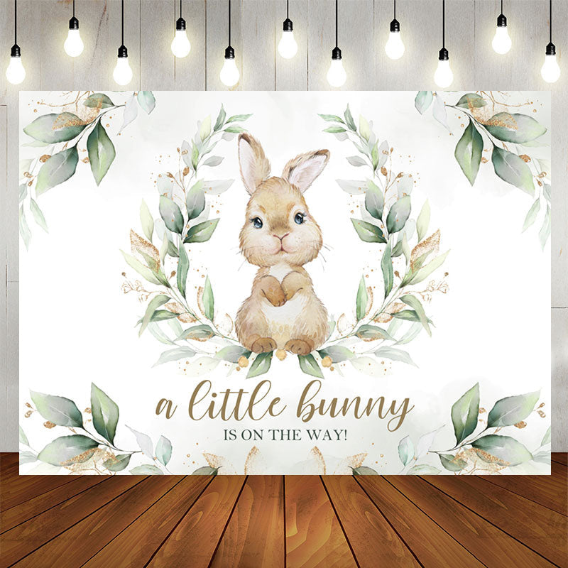 Aperturee - Cute Bunny Is On The Way Baby Shower Backdrop