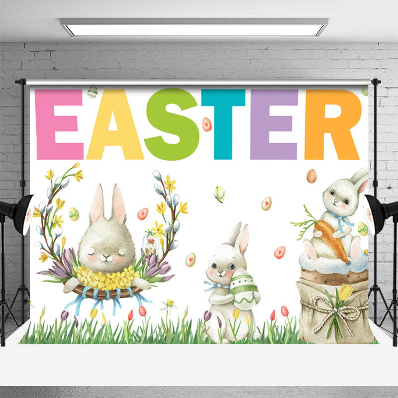 Aperturee - Cute Bunny Spring Grass Photography Easter Backdrop