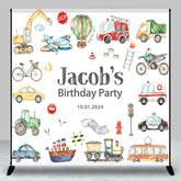 Aperturee - Cute Car Trucks Ship Bird Custom Birthday Backdrop