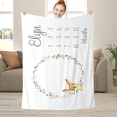 Lofaris Cute Deer Wreath Custom Baby Blanket With Name Month