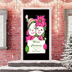 Aperturee - Cute Floral Baby Black Merry Christmas Door Cover