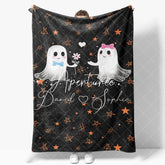 Aperturee - Cute Ghost Stars Black Halloween Custom Name Blanket