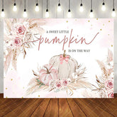 Aperturee - Cute Little Pumpkin Boho Floral Baby Shower Backdrop
