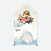 Aperturee - Cute Pilot Boy Birthday Double Sided Arch Backdrop